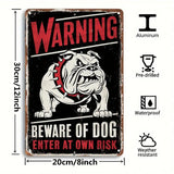 WARNING Beware of Dog Enter at own Risk - UV Printed Metal Sign - 20cm by 30cm