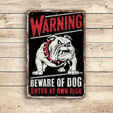 WARNING Beware of Dog Enter at own Risk - UV Printed Metal Sign - 20cm by 30cm