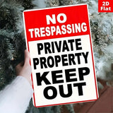 NO TRESPASSING Private Property Keep Out - UV Printed Metal Sign - 20cm by 30cm