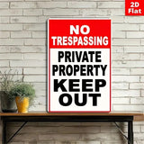 NO TRESPASSING Private Property Keep Out - UV Printed Metal Sign - 20cm by 30cm