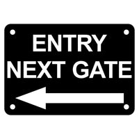 Entry Next Gate with LEFT Arrow Sign Plaque - Medium