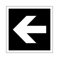 White left-pointing arrow on a black square background