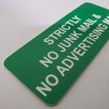 Bright Green acrylic sign with White engraved text