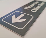 Smoke Grey acrylic Directional sign with an white engraved arrow