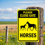PLEASE CLOSE GATE - HORSES - UV Printed Metal Sign - 20cm by 30cm