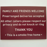 CUSTOM Sign - Family and Friends Welcome 90mm x 65mm