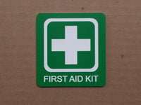 First Aid Kit Sign Plaque - Bright Green and White 7cm by 7.5cm