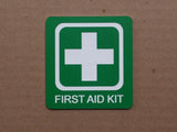 First Aid Kit Sign Plaque - Bright Green and White 7cm by 7.5cm