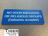 No Door Knockers or Religious Groups Sign Plaque
