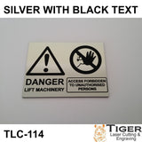 DANGER LIFT MACHINERY Sign 8cm by 6cm