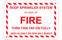 Roof Fire Sprinkler System Sign Plaque - 30cm x 21cm