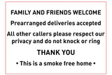 CUSTOM Sign - Family and Friends Welcome 90mm x 65mm