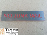 No Junk Mail - Sign For Letterbox - 8cm X 2cm