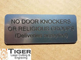 No Door Knockers or Religious Groups Sign Plaque - 10cm by 4cm